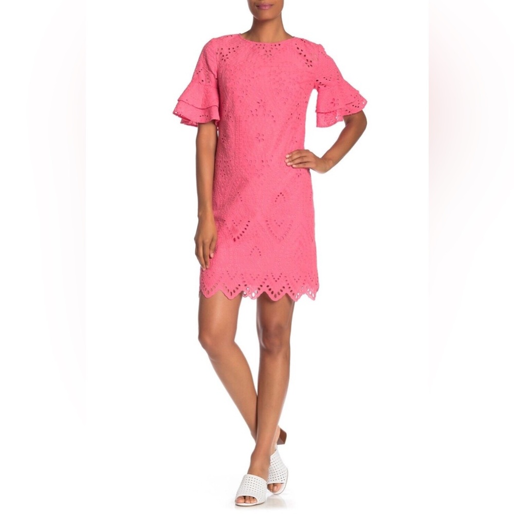 Trina Turk Praise Eyelet Sheath Dress PINK 0